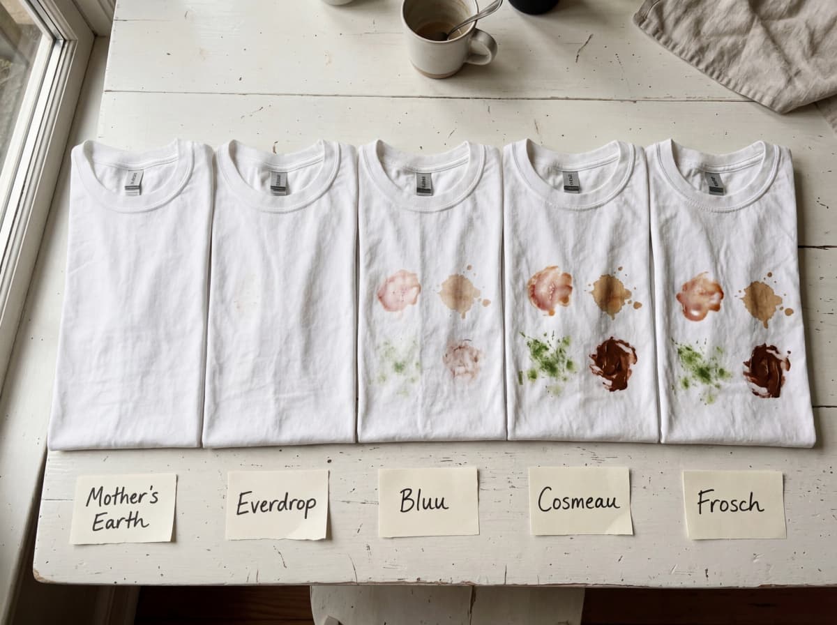 Weiße T-Shirts nach dem Waschtest - Ergebnisse im Vergleich